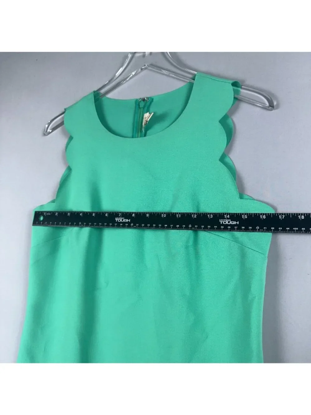 J. Crew Dress Size 6 Green Sheath Playful Scalloped Trim Round Neck Sleeveless